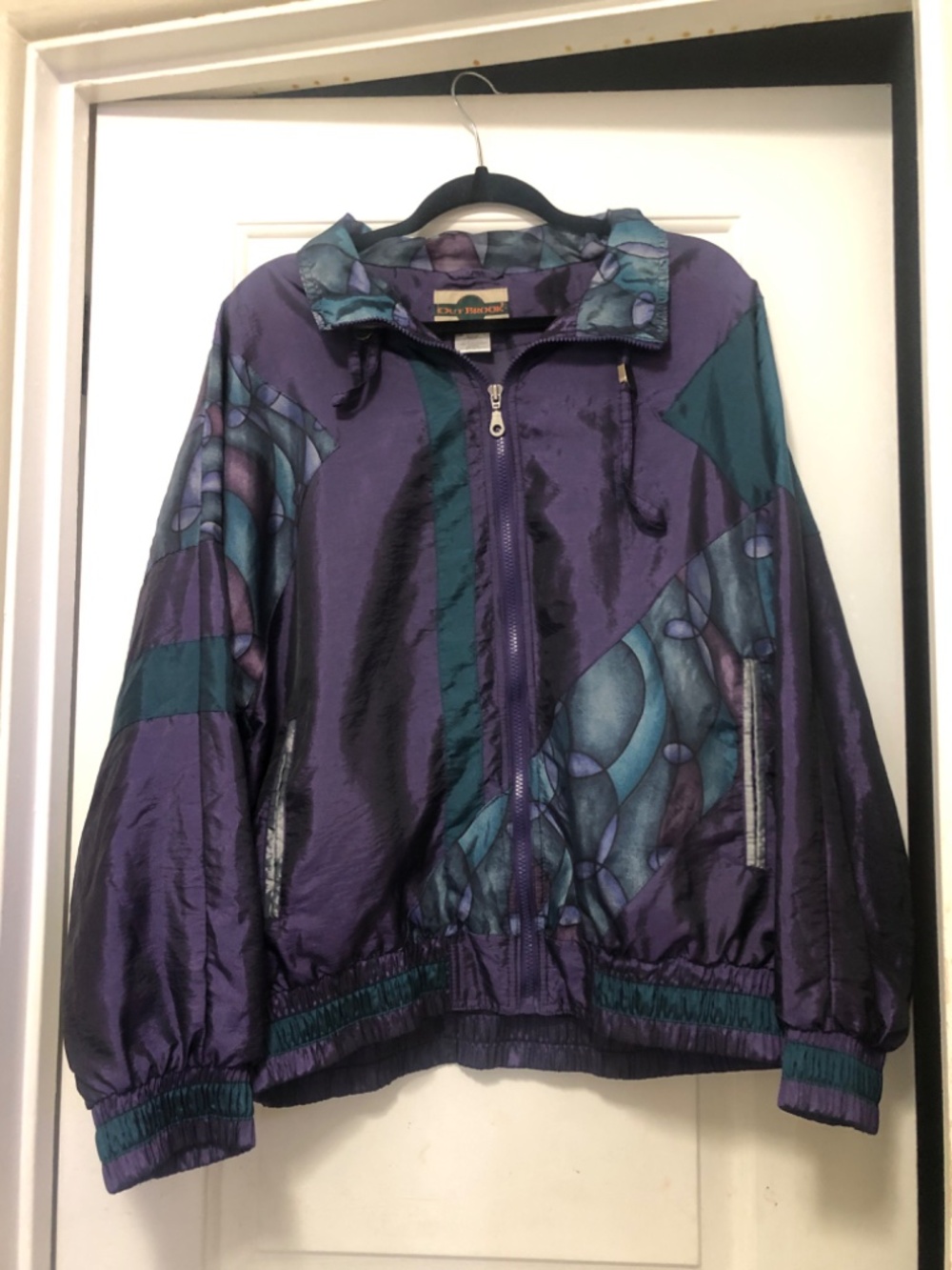 Vintage Outbrook Women’s Windbreaker Jacket 1XL Color Block Tracksuit Purple - Picture 2 of 11